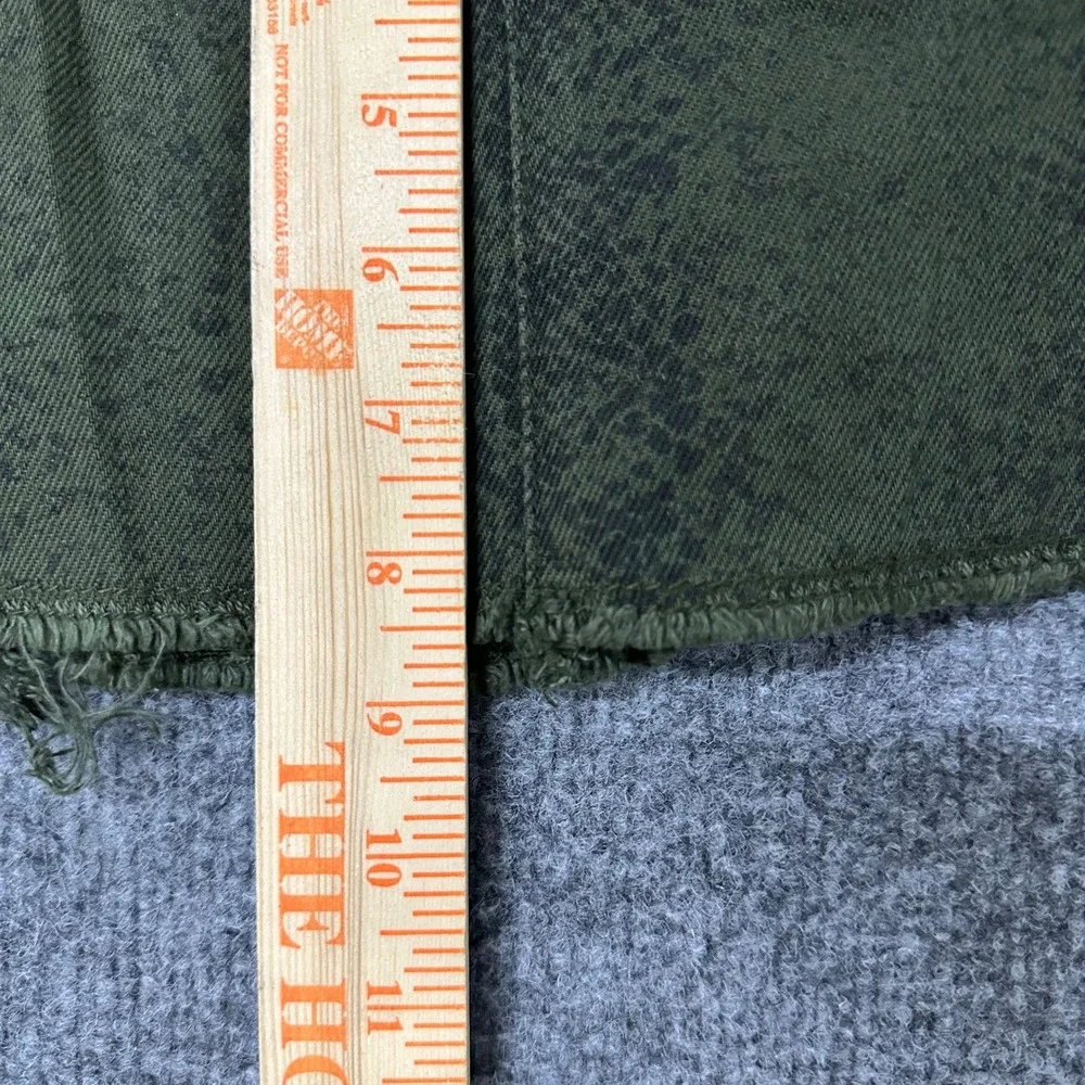 Hollister Mini Skirt Womens Size 25 Olive Green Snake Print Cotton Raw Hem Denim
